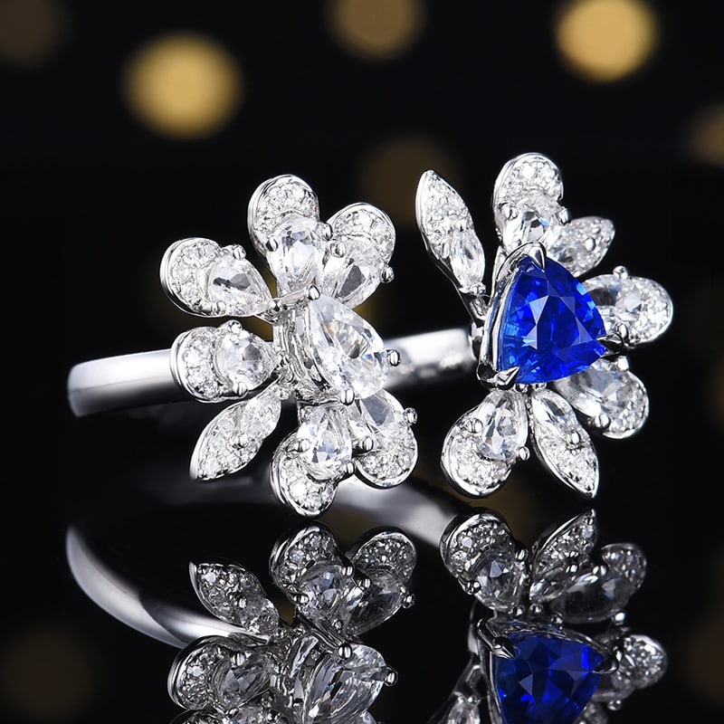 14k Gold 0.95 Ctw Natural Sapphire & Diamond Ring - 3