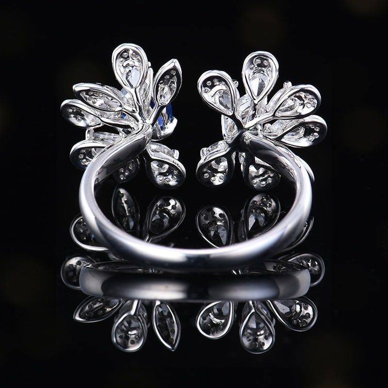 14k Gold 0.95 Ctw Natural Sapphire & Diamond Ring - 4