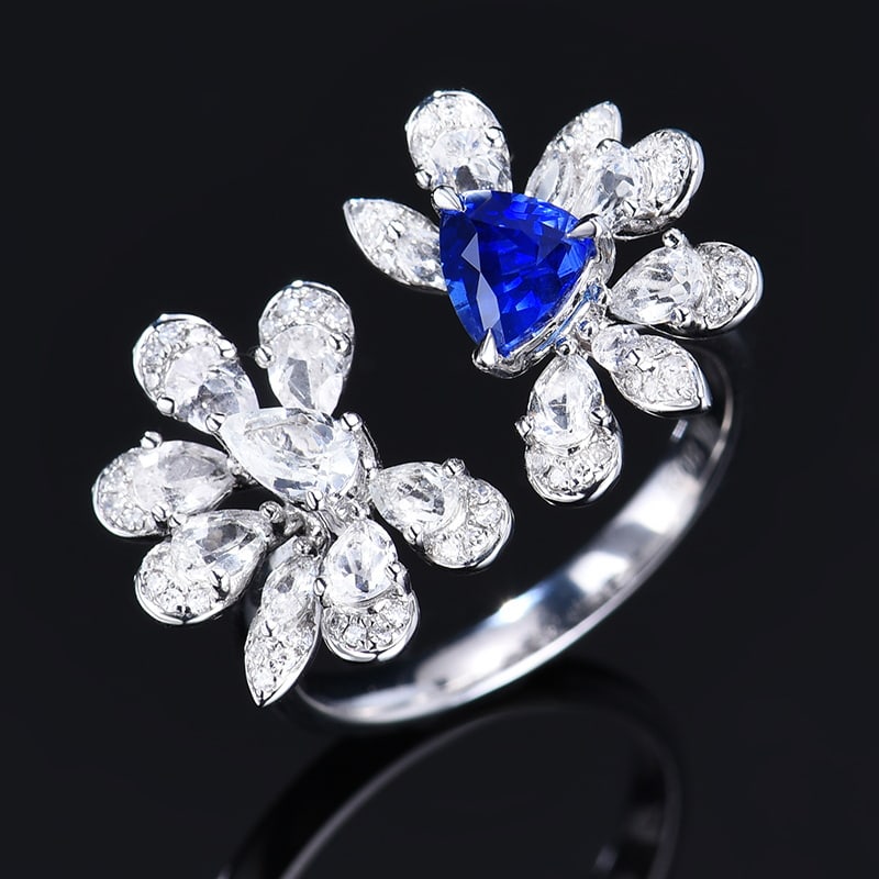 14k Gold 0.95 Ctw Natural Sapphire & Diamond Ring - 5