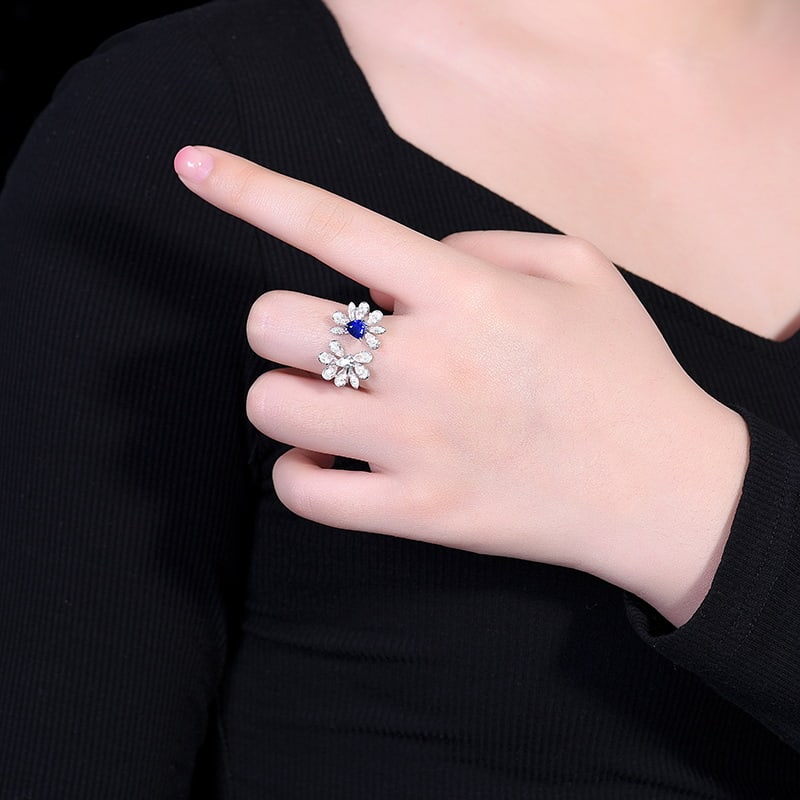 14k Gold 0.95 Ctw Natural Sapphire & Diamond Ring - 6