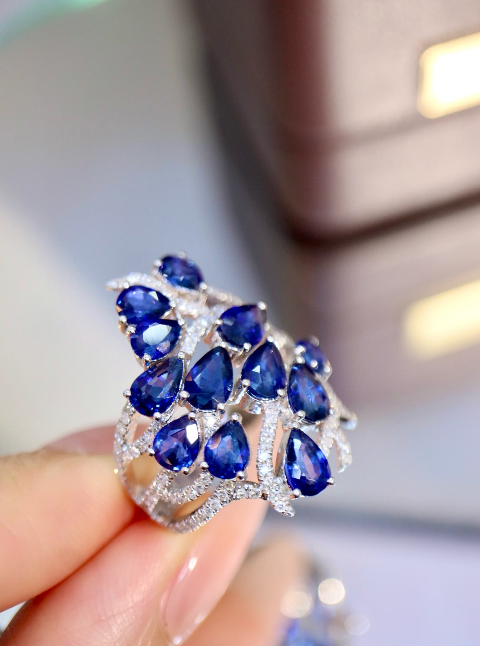 14k Gold 7.46 Ctw Natural Sapphire & Diamond Ring - 3