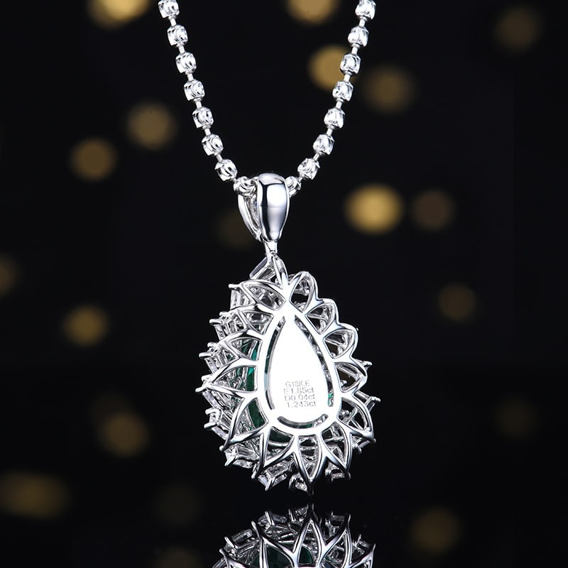 14k Gold 3.09 Ctw Vivid Green Natural Emerald & Sapphire Pendant( Without Chain ) - 4