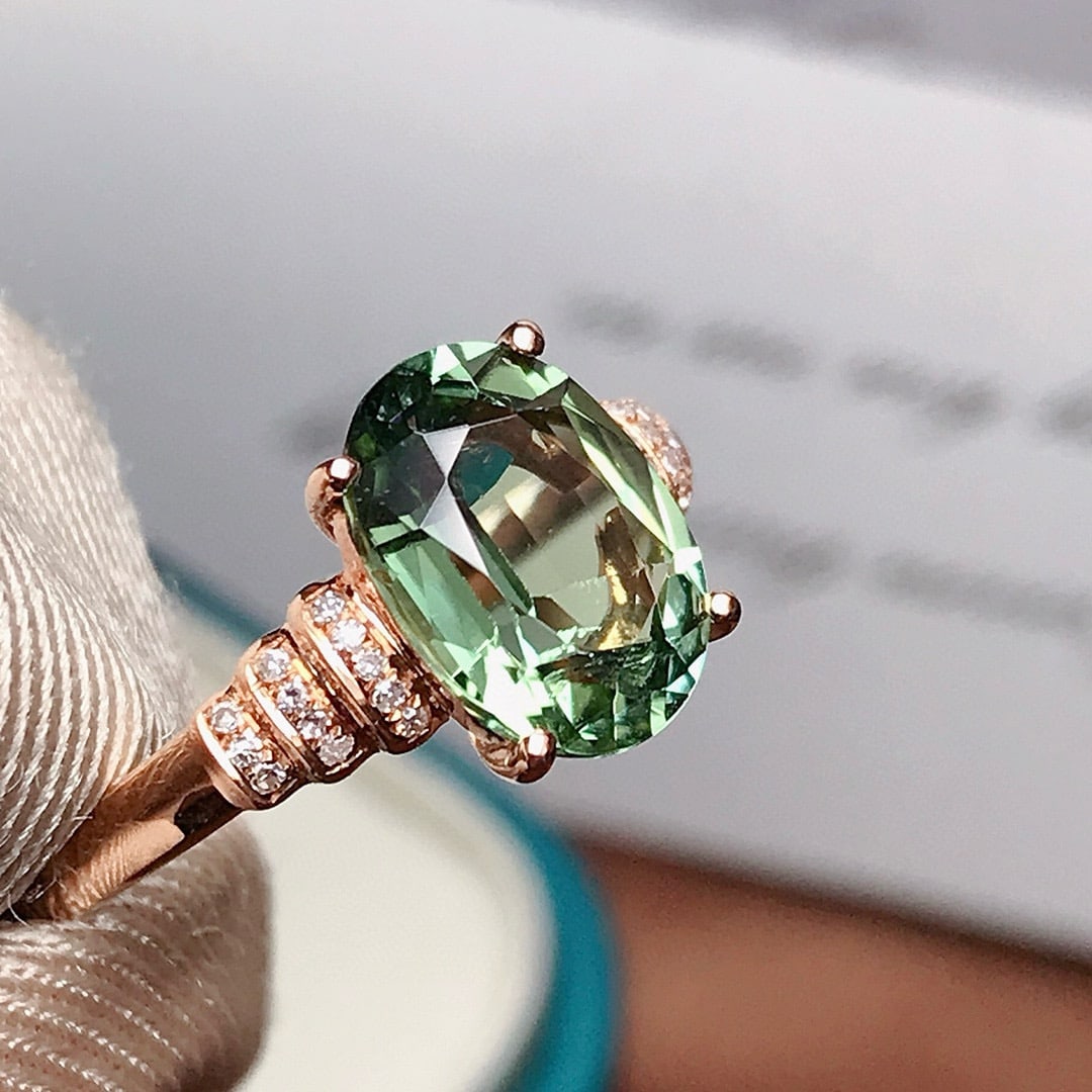 14k Gold 1.85 Ct Natural Tourmaline & Diamond Ring - 4