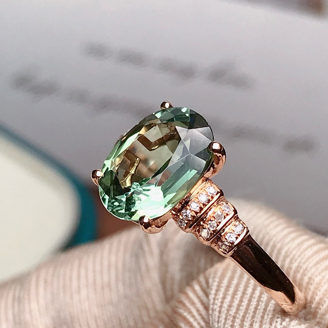 14k Gold 1.85 Ct Natural Tourmaline & Diamond Ring - 5