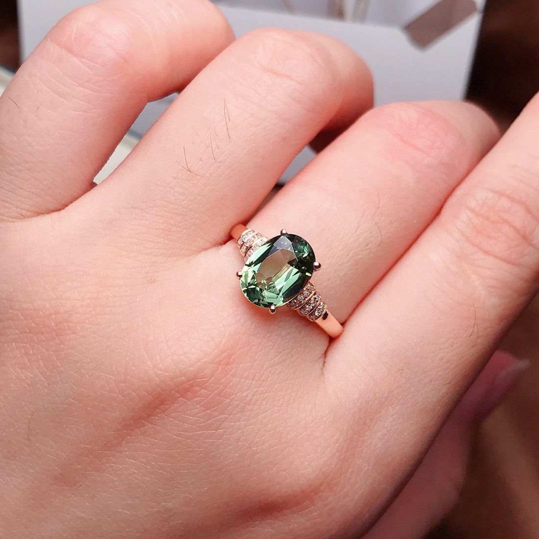 14k Gold 1.85 Ct Natural Tourmaline & Diamond Ring - 6