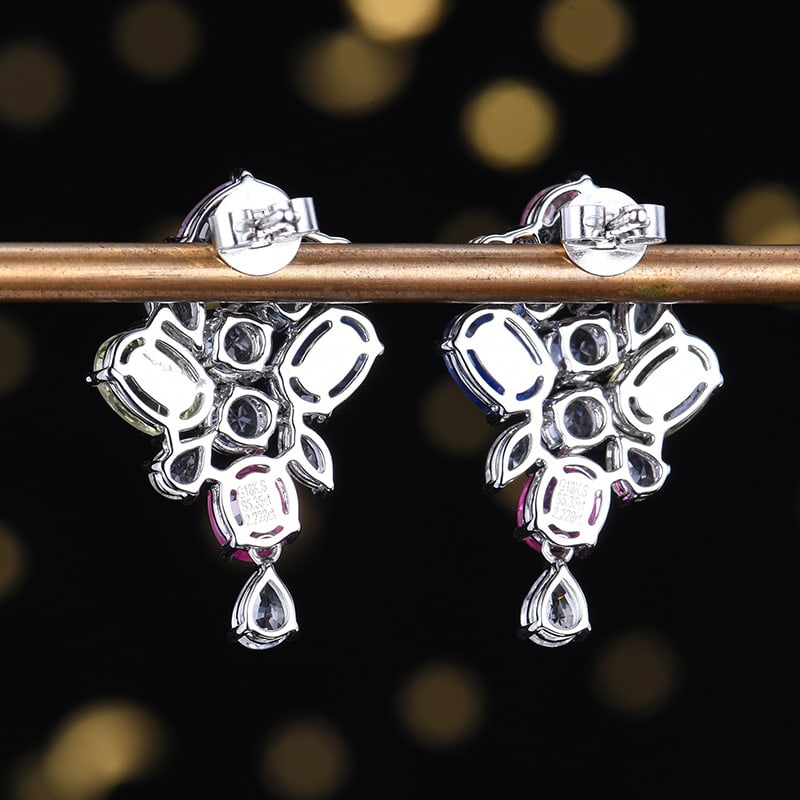 14k Gold 7.58 Ctw Natural Sapphire & Sapphire Earrings - 4