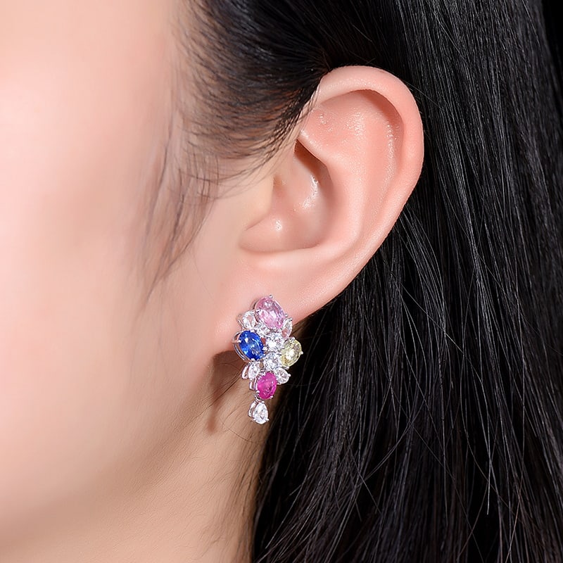 14k Gold 7.58 Ctw Natural Sapphire & Sapphire Earrings - 5