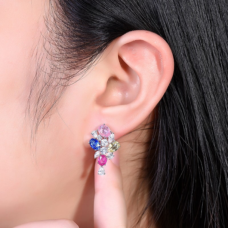 14k Gold 7.58 Ctw Natural Sapphire & Sapphire Earrings - 6