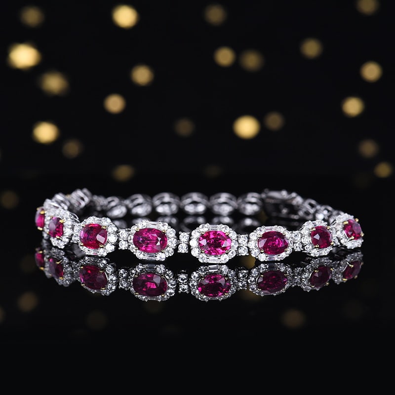 14k Gold 4.58 Ct Natural Ruby & Sapphire Bracelet - 2