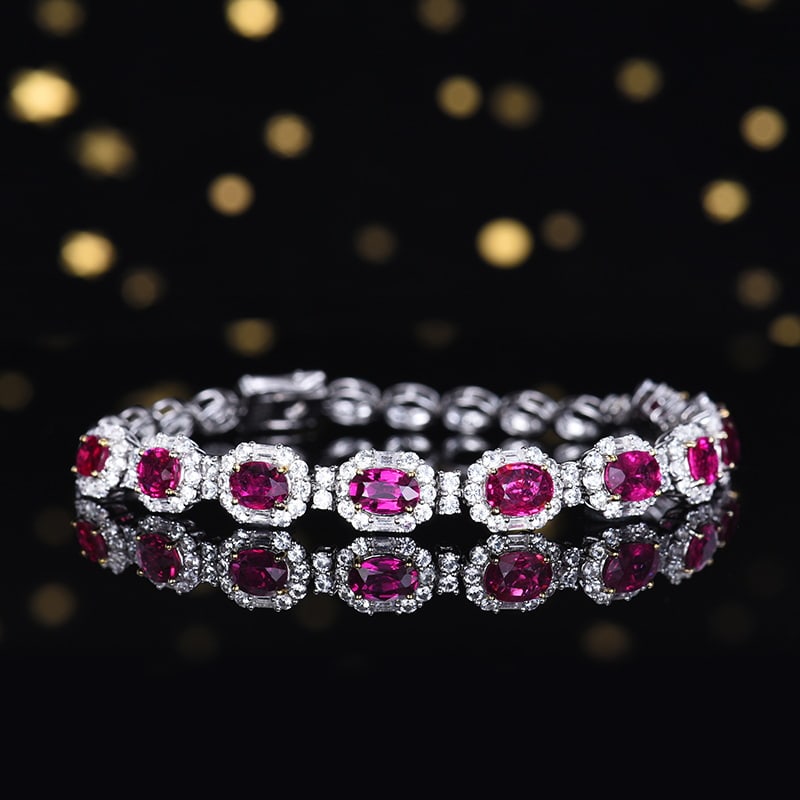 14k Gold 4.58 Ct Natural Ruby & Sapphire Bracelet - 3