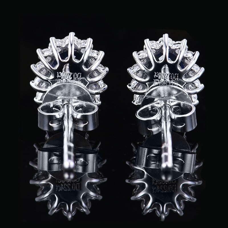 14k Gold 1.21 Ctw Natural Sapphire & Diamond Earrings - 4