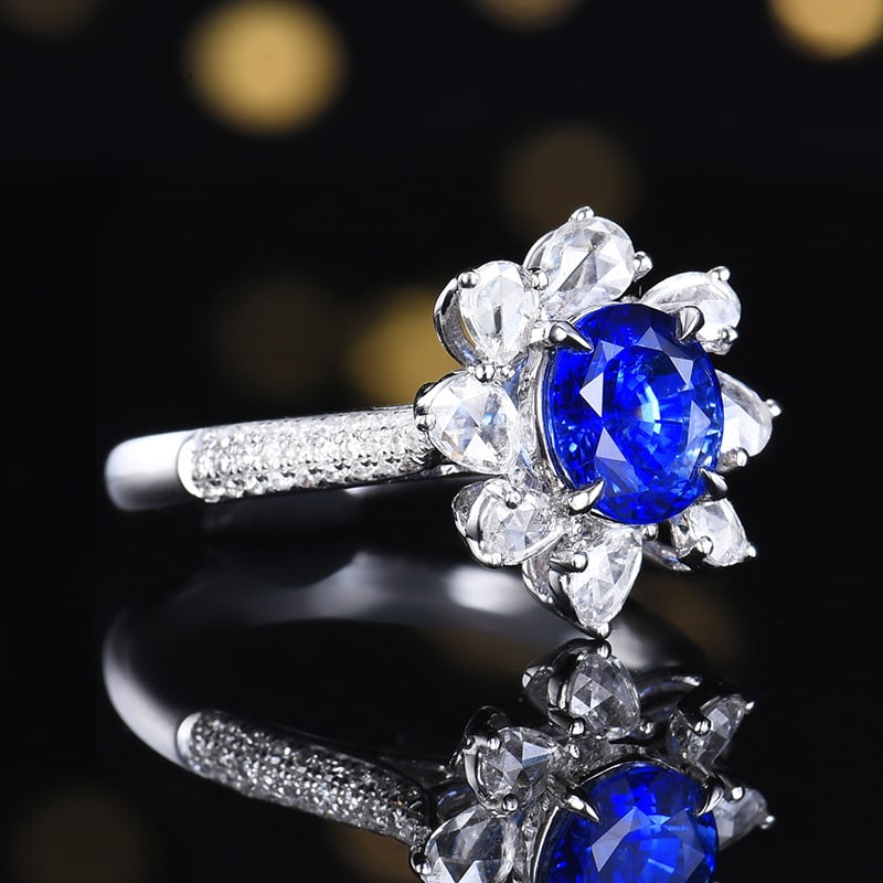 14k Gold 2.57 Ctw Natural Sapphire & Diamond Ring - 3