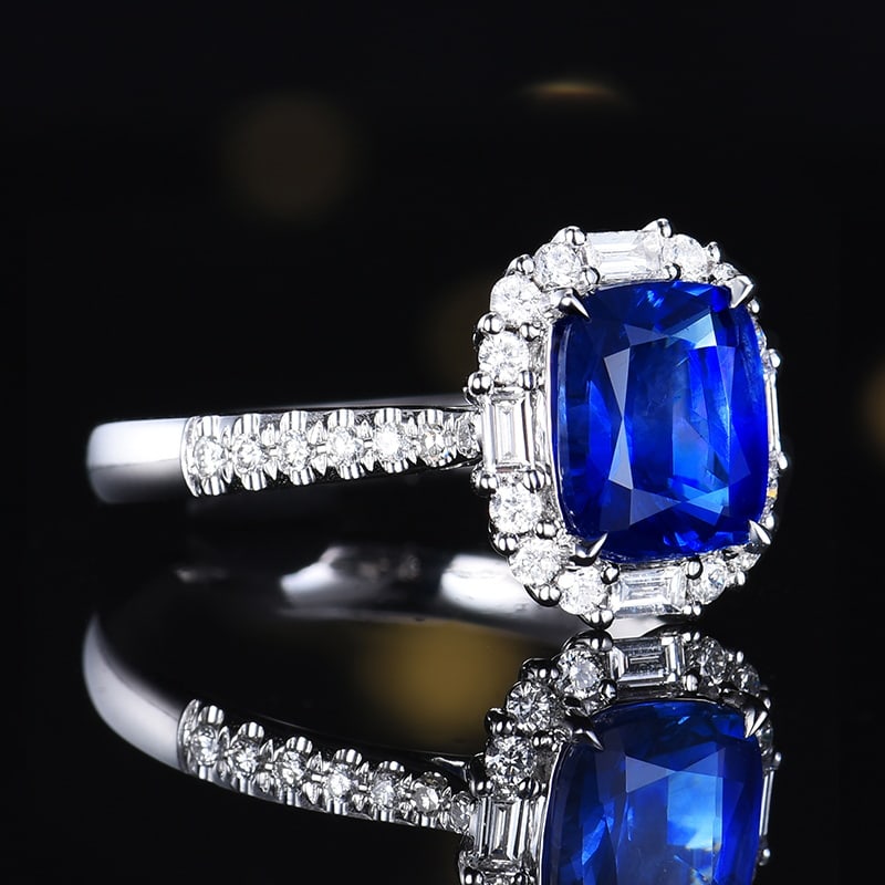 14k Gold 2.46 Ctw Natural Sapphire & Diamond Ring - 3