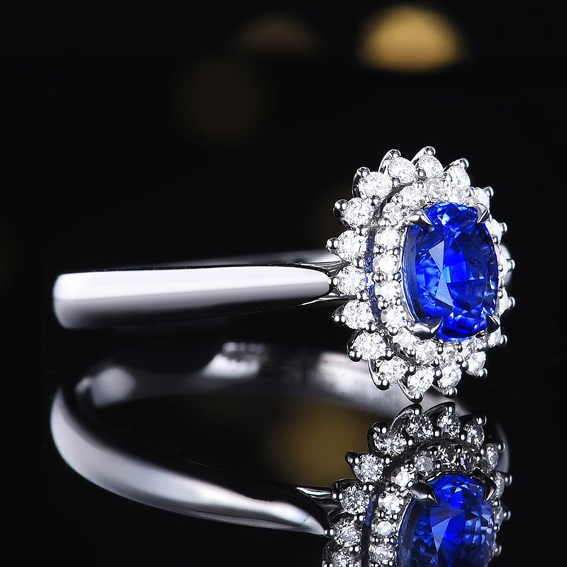 14k Gold 1.23 Ctw Natural Sapphire & Diamond Ring - 3