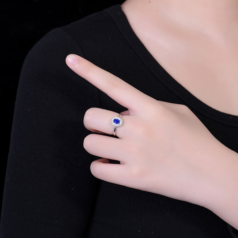 14k Gold 1.23 Ctw Natural Sapphire & Diamond Ring - 6