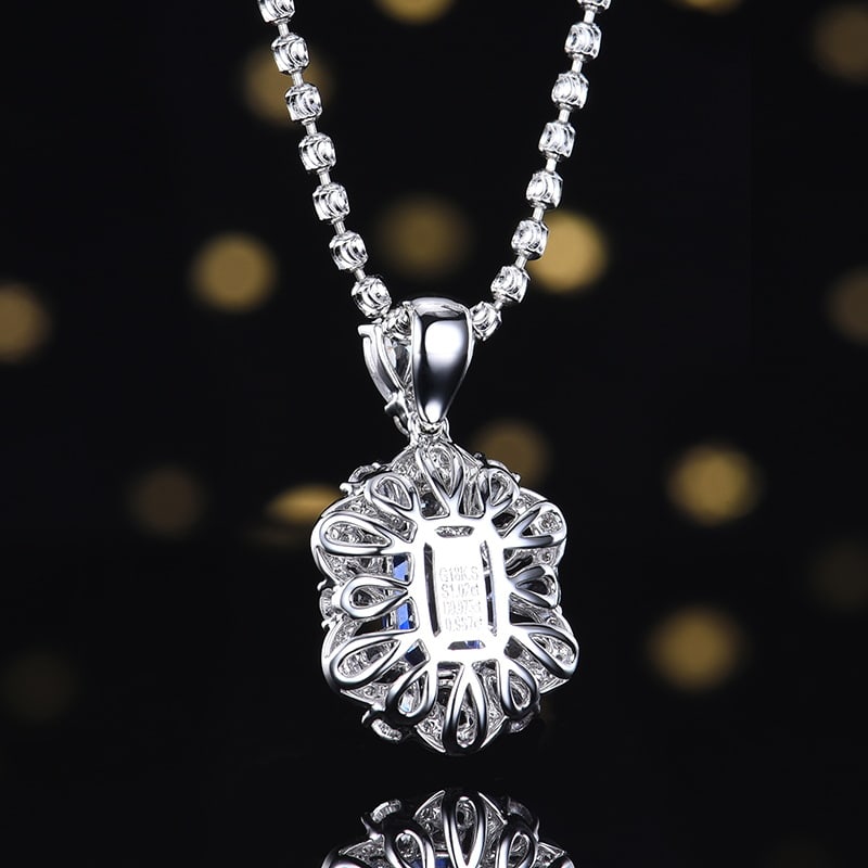 14k Gold 1.09 Ctw Natural Sapphire & Diamond Pendant( Without Chain ) - 4