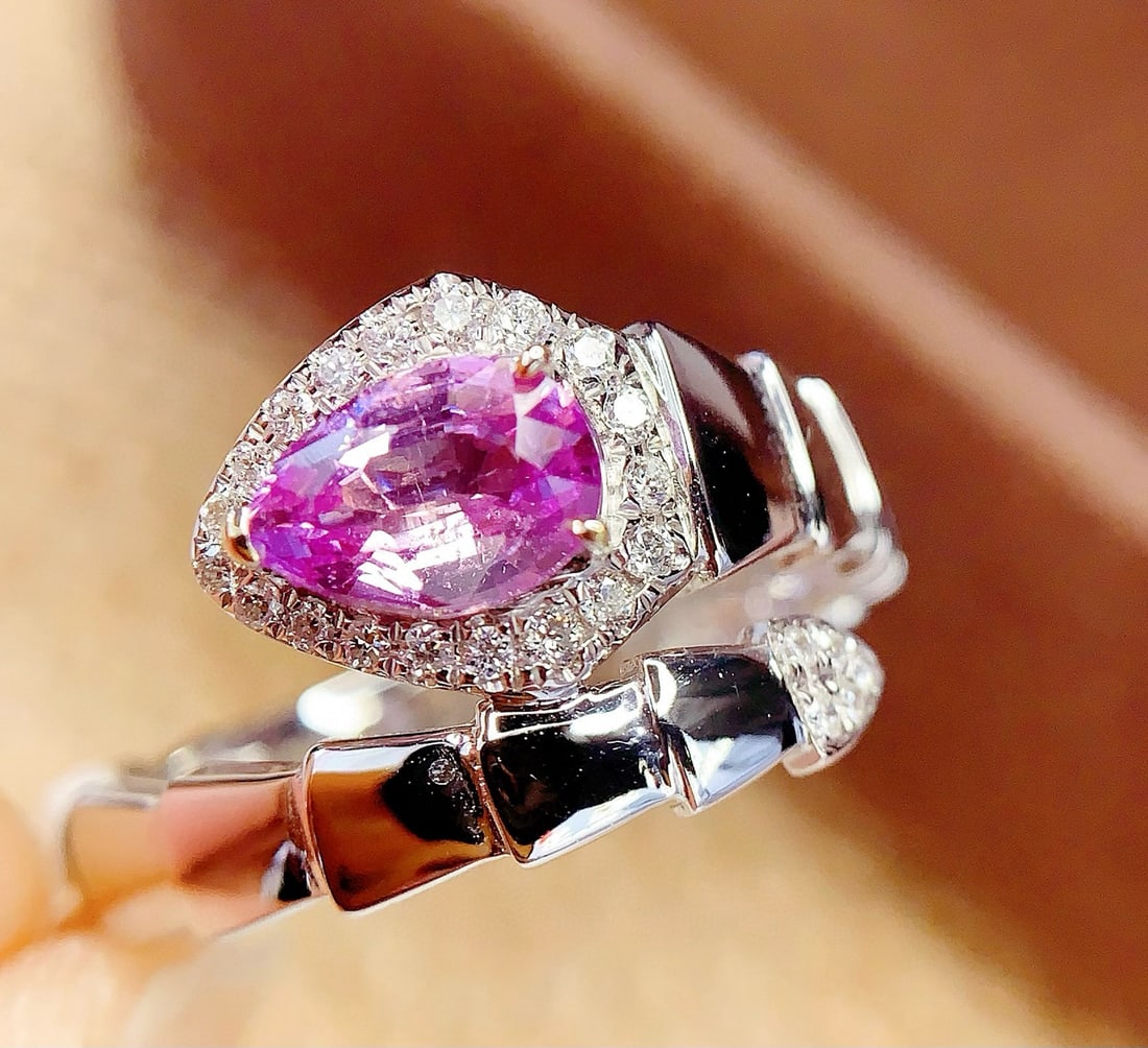 14k Gold 1 Ct Natural Sapphire & Diamond Ring - 2