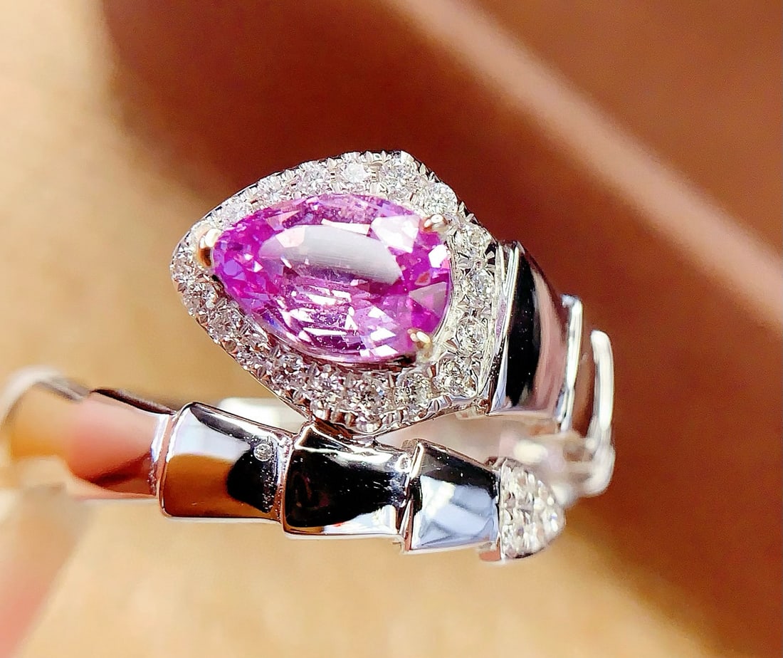 14k Gold 1 Ct Natural Sapphire & Diamond Ring - 3