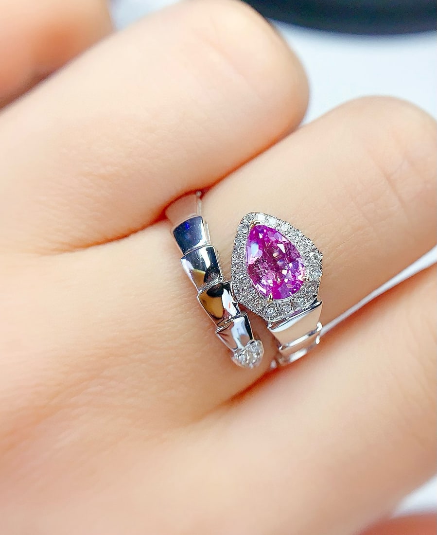 14k Gold 1 Ct Natural Sapphire & Diamond Ring - 6