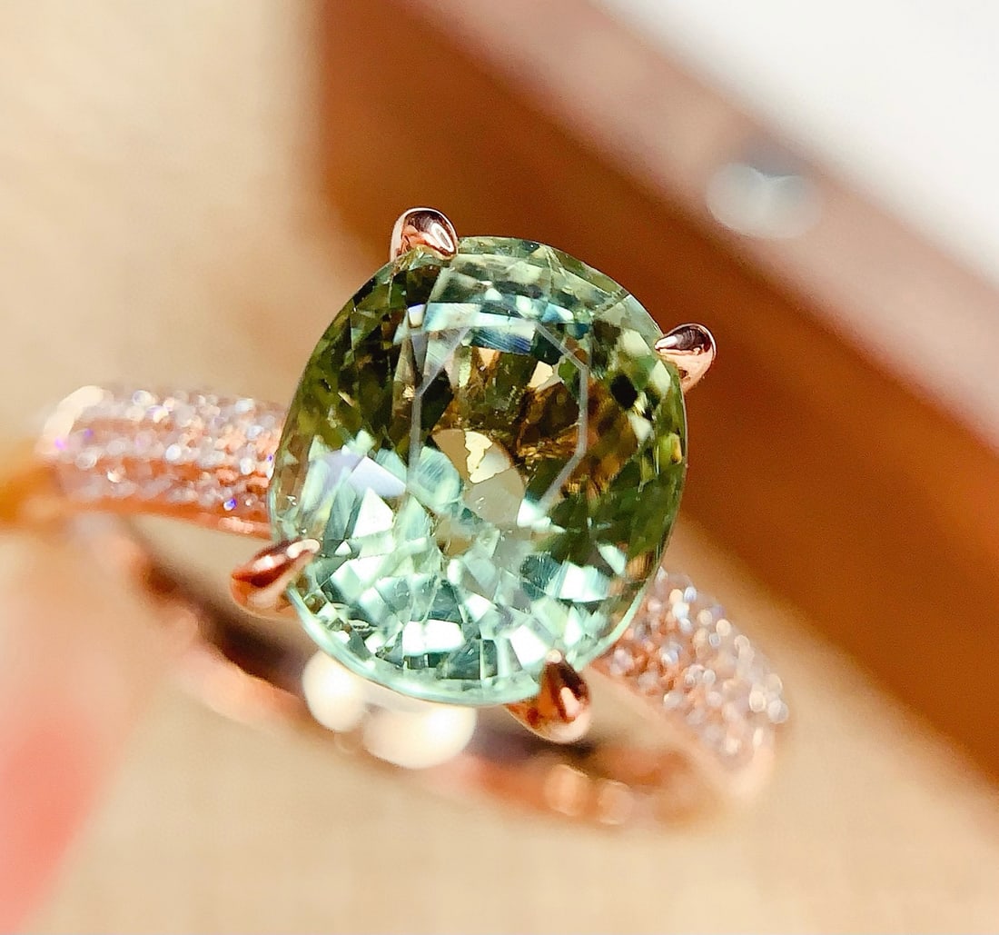 14k Gold 3.6 Ct Natural Tourmaline & Diamond Ring - 3