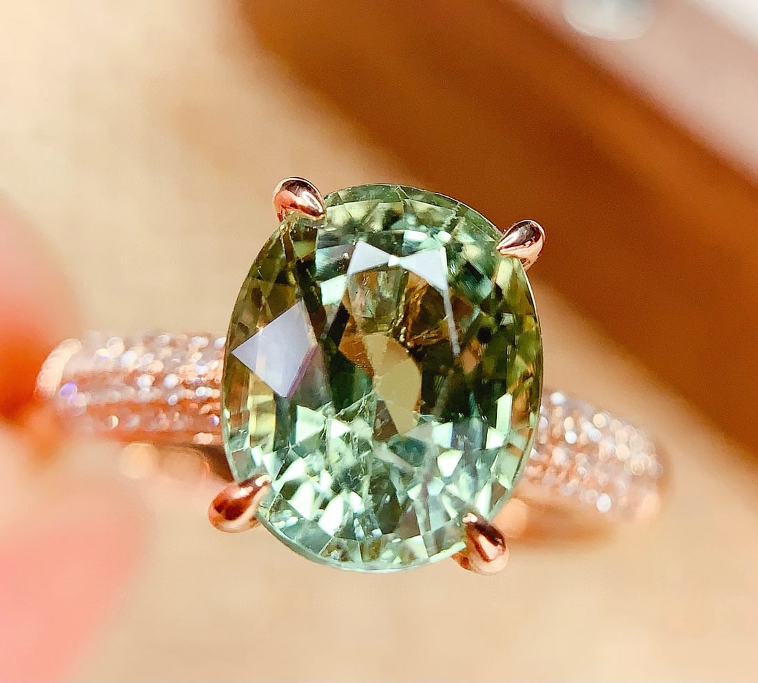 14k Gold 3.6 Ct Natural Tourmaline & Diamond Ring - 4