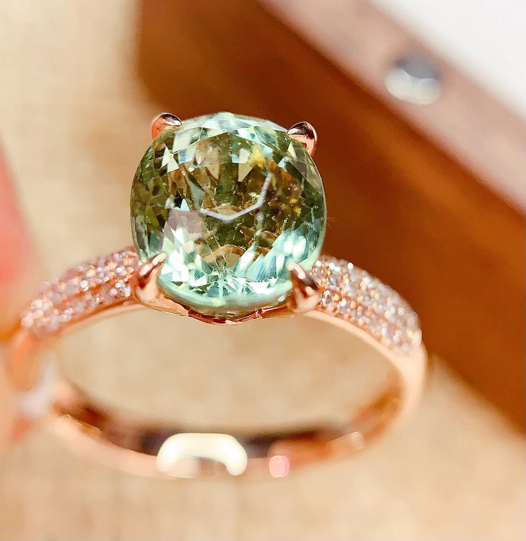 14k Gold 3.6 Ct Natural Tourmaline & Diamond Ring - 6