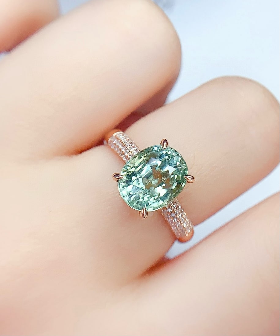 14k Gold 3.6 Ct Natural Tourmaline & Diamond Ring - 7