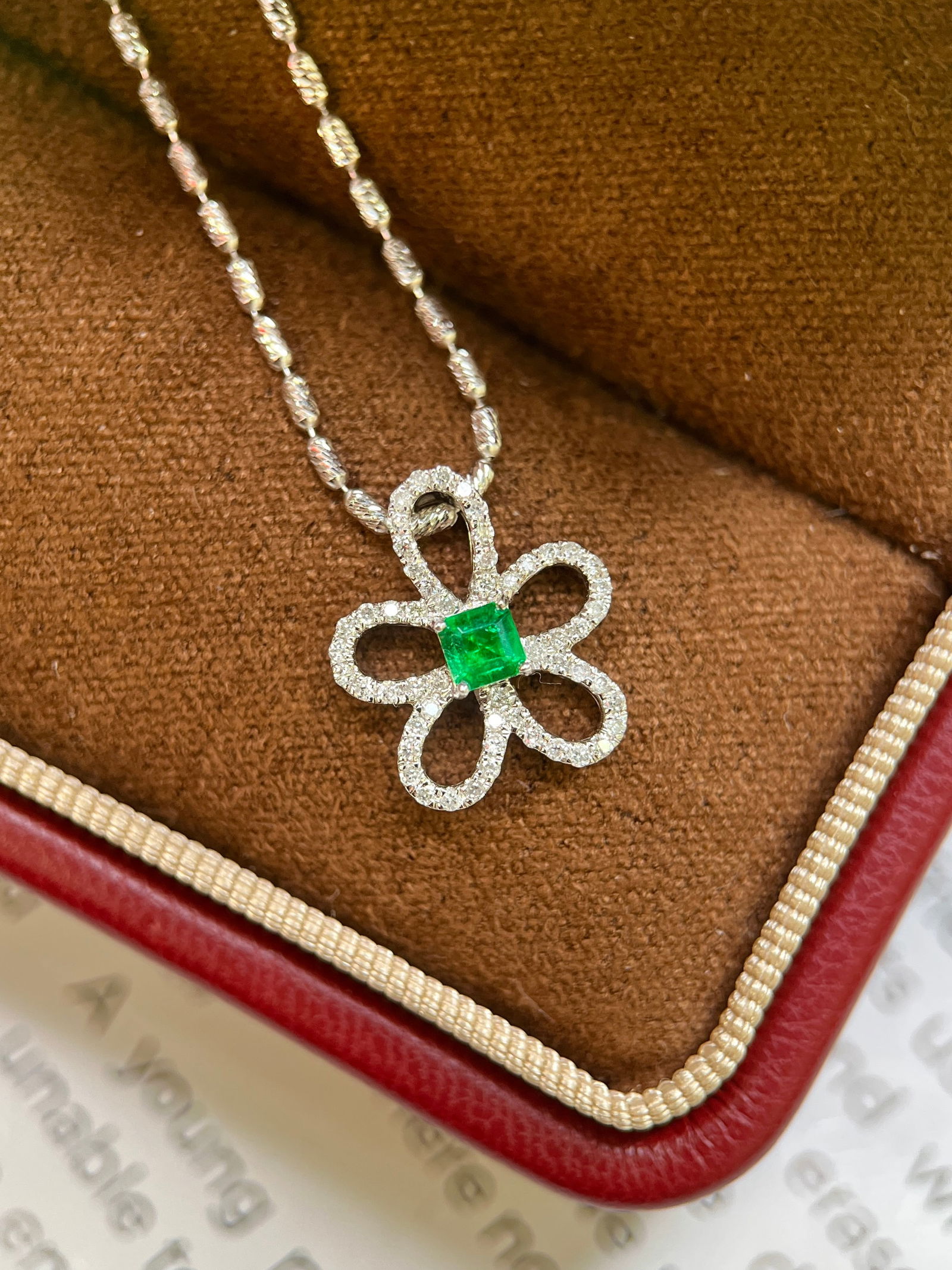 14k Gold 0.32 Ctw Vivid Green Natural Emerald & Diamond Pendant( Without Chain ) - 3