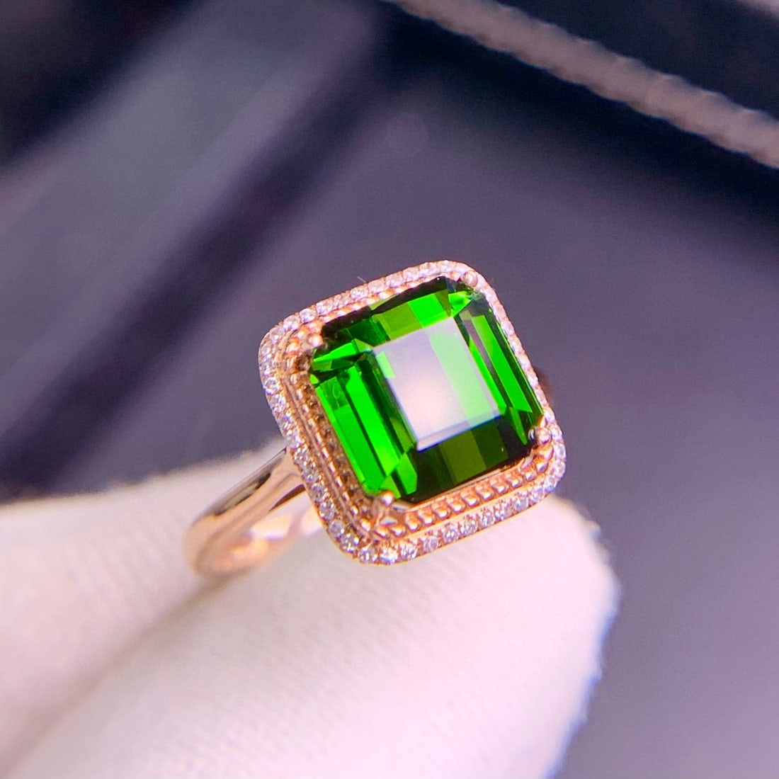 14k Gold 4.4 Ct Natural Tourmaline & Diamond Ring - 7