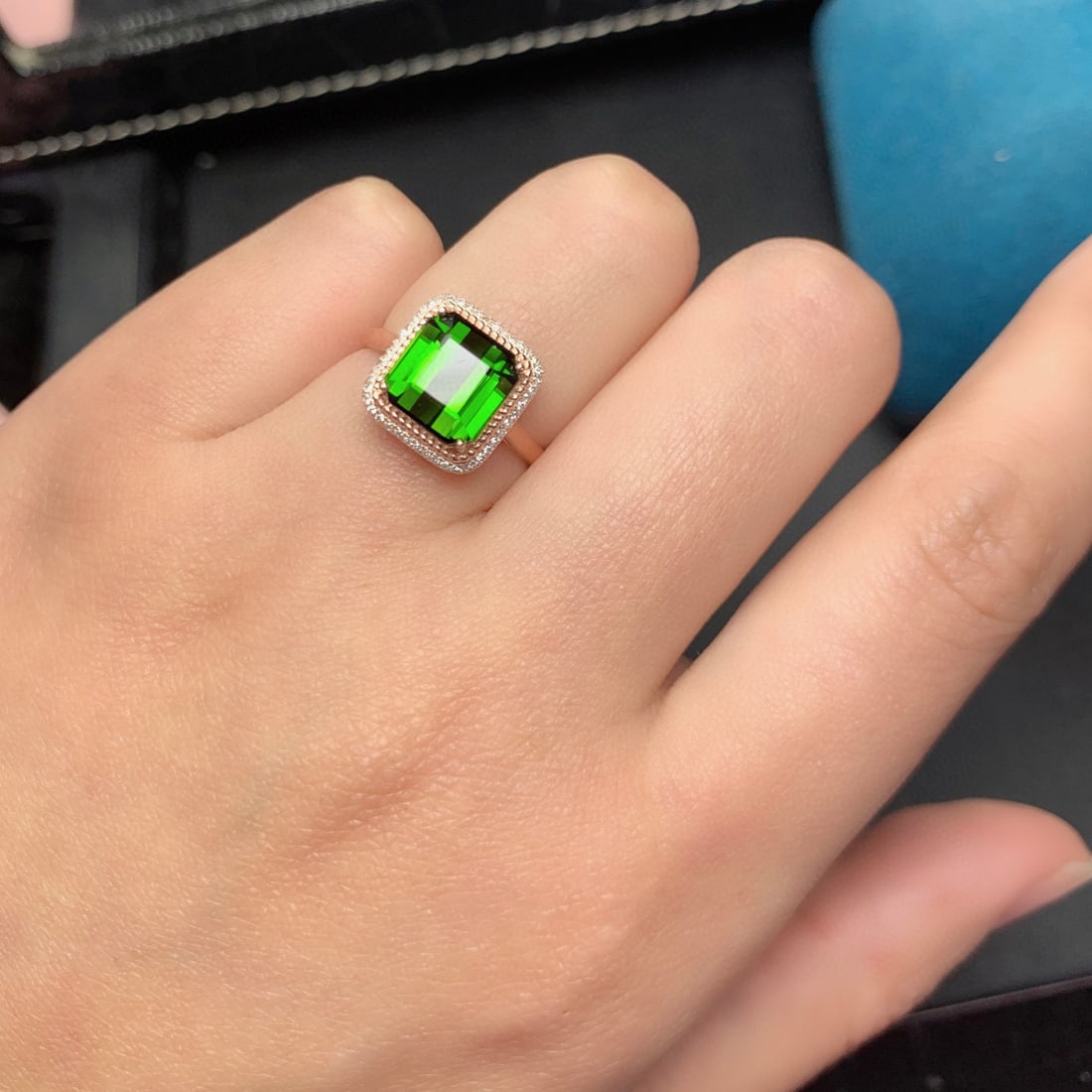 14k Gold 4.4 Ct Natural Tourmaline & Diamond Ring - 8