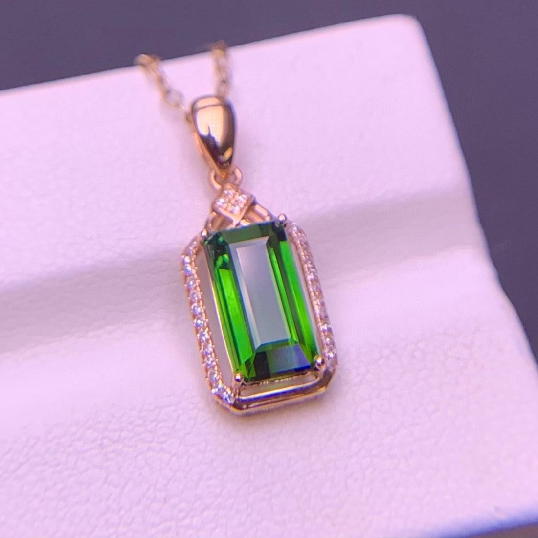 14k Gold 2.4 Ct Natural Tourmaline & Diamond Pendant( Without Chain ) - 3