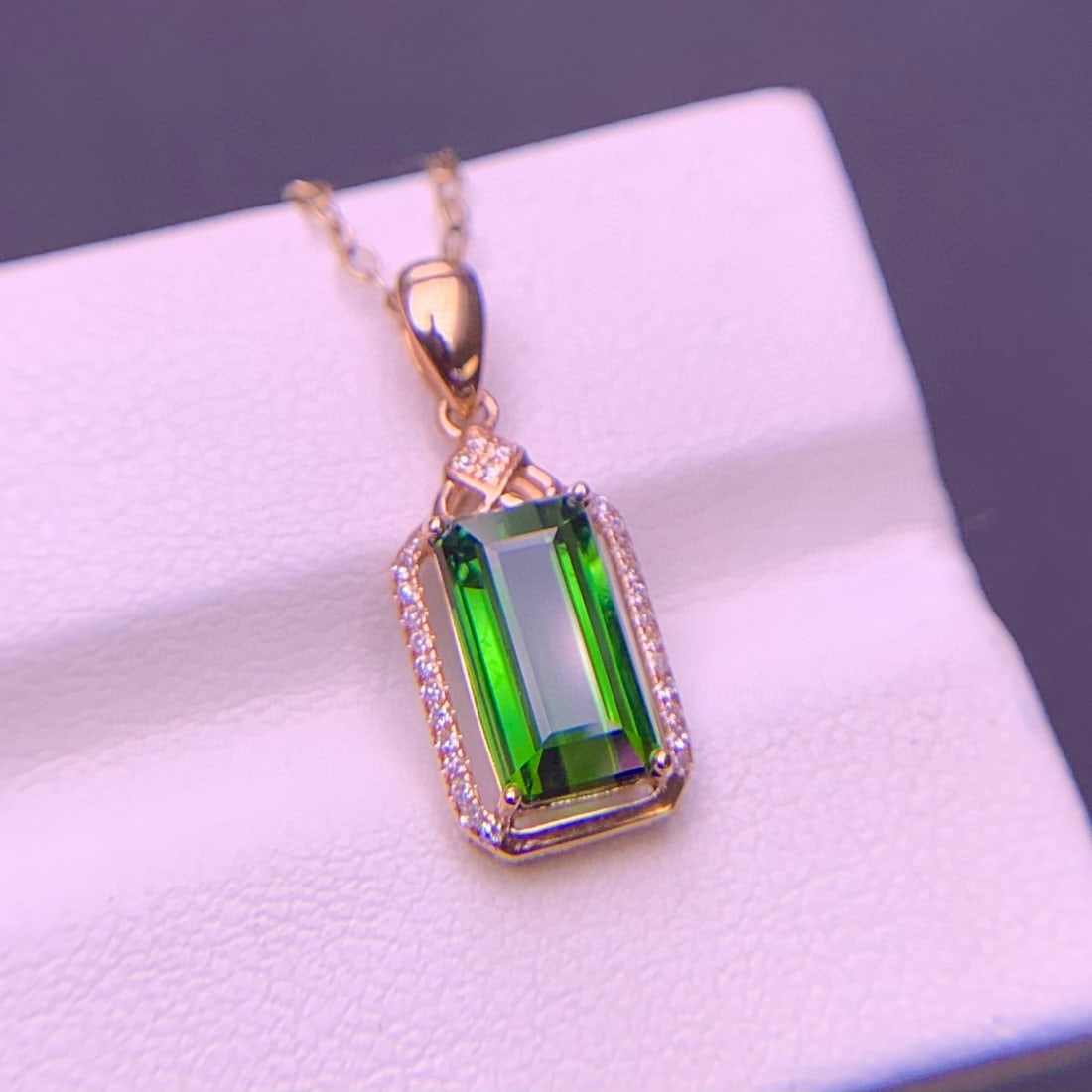 14k Gold 2.4 Ct Natural Tourmaline & Diamond Pendant( Without Chain ) - 5