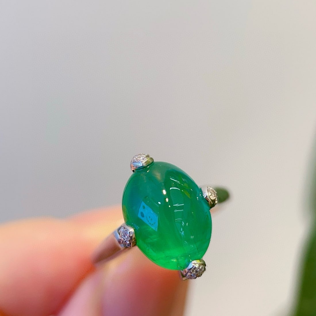 14k Gold 4.5 Ct Natural Emerald & Diamond Ring/pendant( Without Chain ) - 2