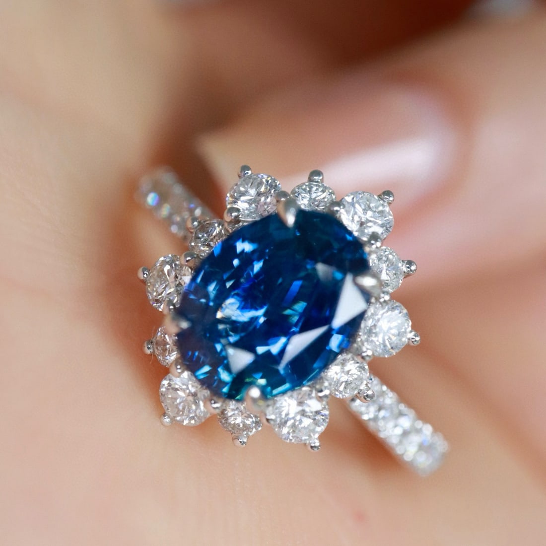 14k Gold 2.12 Ctw Natural Sapphire & Diamond Ring - 3