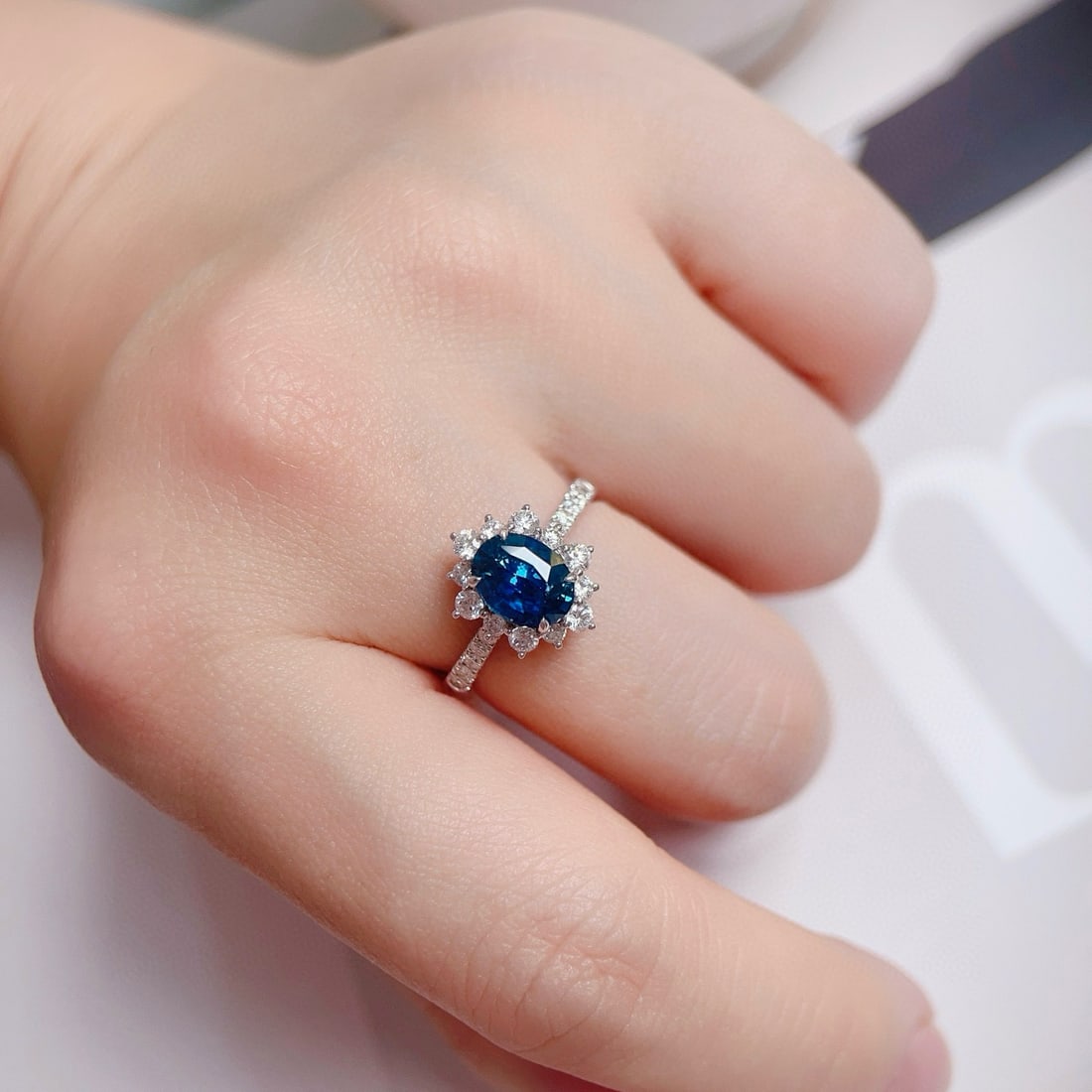 14k Gold 2.12 Ctw Natural Sapphire & Diamond Ring - 7