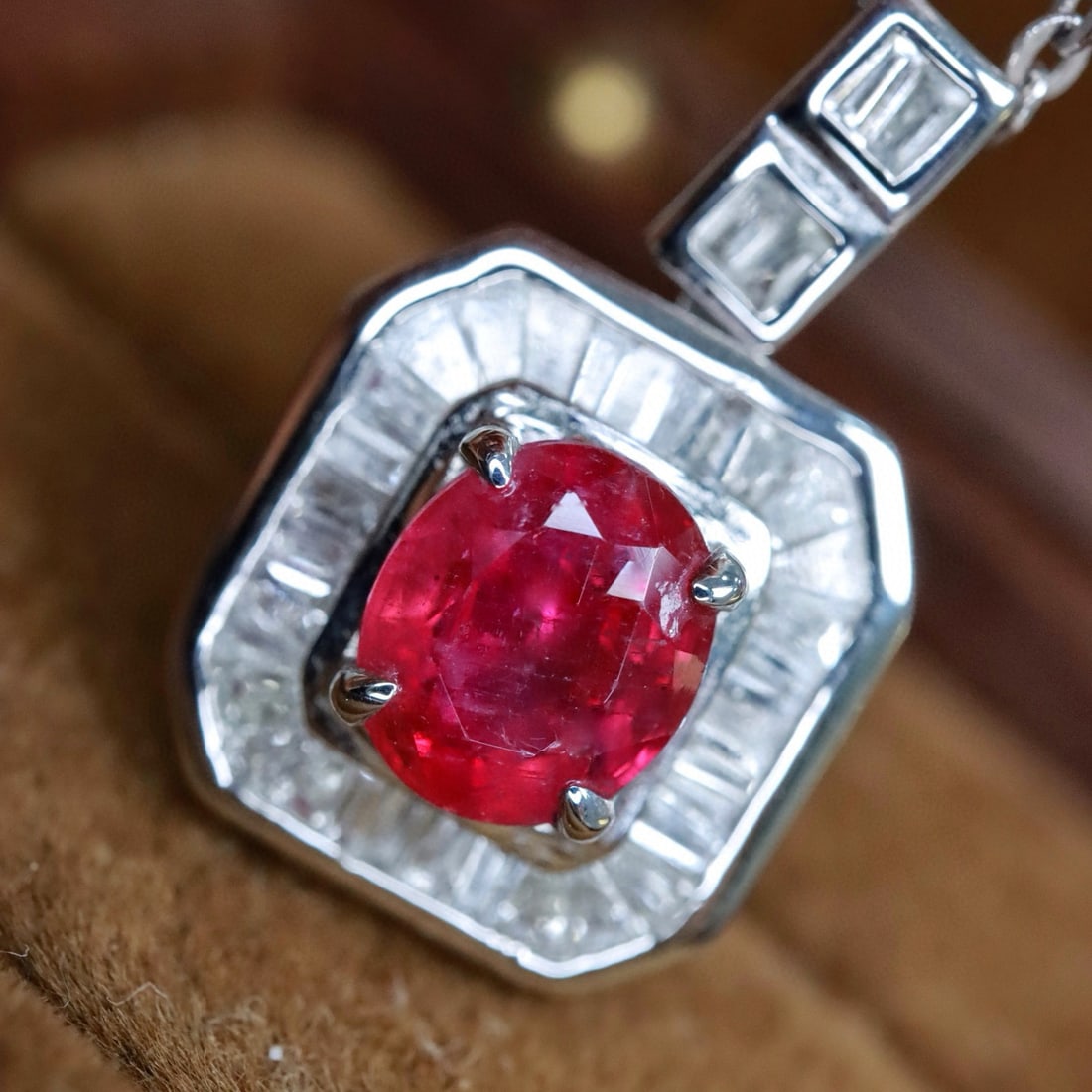 14k Gold 1.58 Ctw Natural Ruby & Diamond Pendant( Without Chain ) (1 of 6)