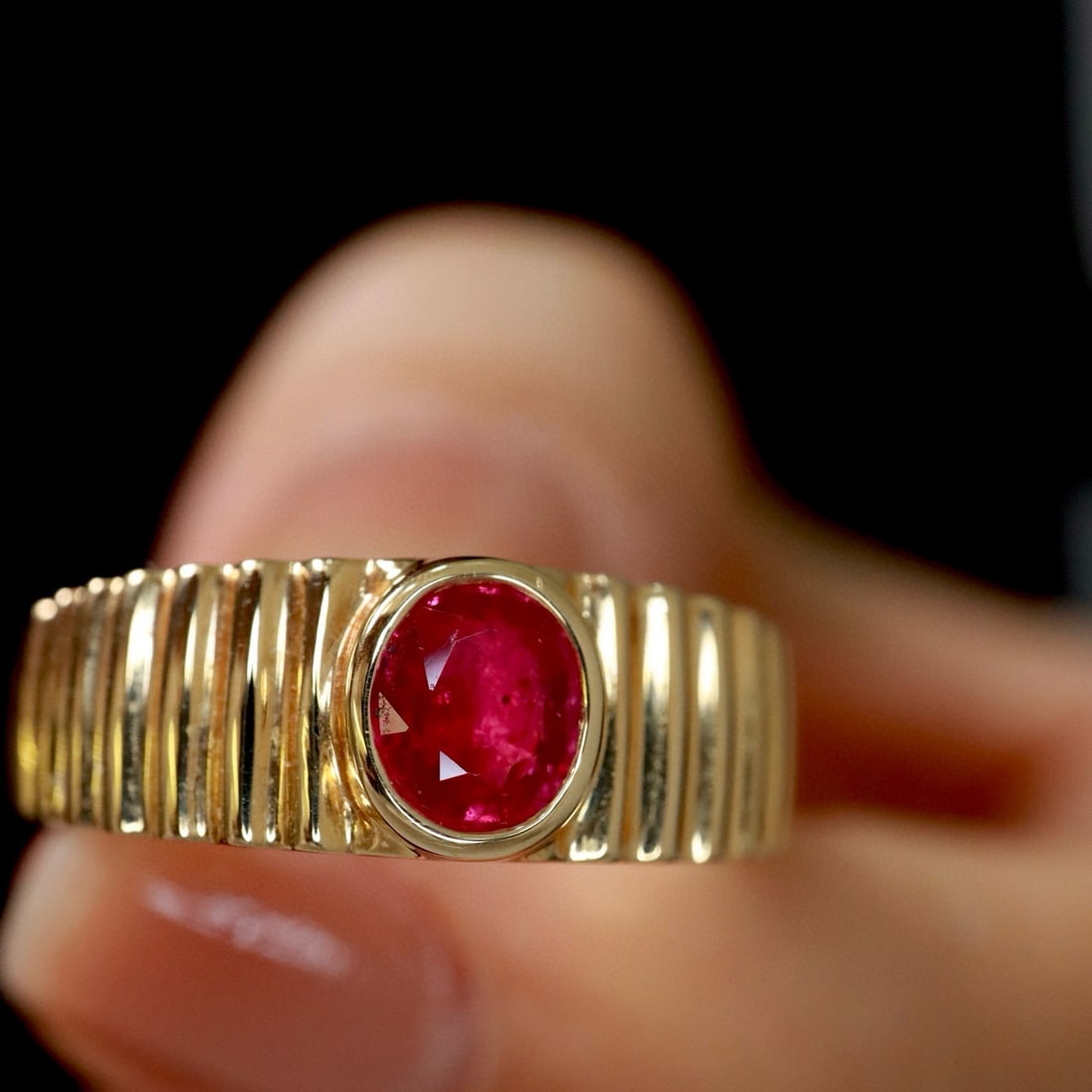 14k Gold 0.71 Ct Natural Ruby Ring - 6