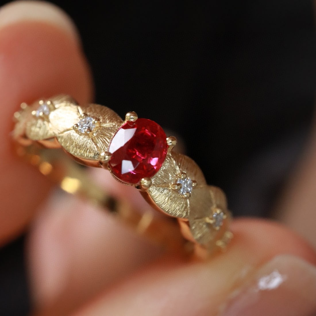 14k Gold 0.46 Ctw Natural Ruby & Diamond Ring - 2