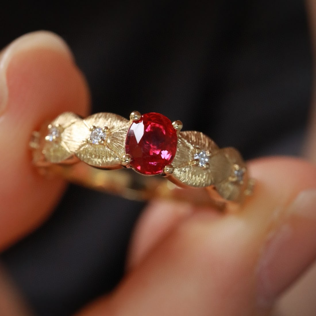 14k Gold 0.46 Ctw Natural Ruby & Diamond Ring - 5