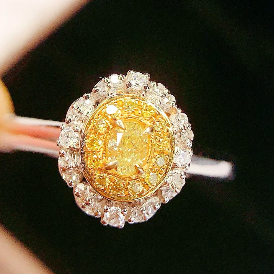 14k Gold 0.26 Ct Natural Yellow Diamond & Diamond Ring/pendant( Without Chain ) - 2