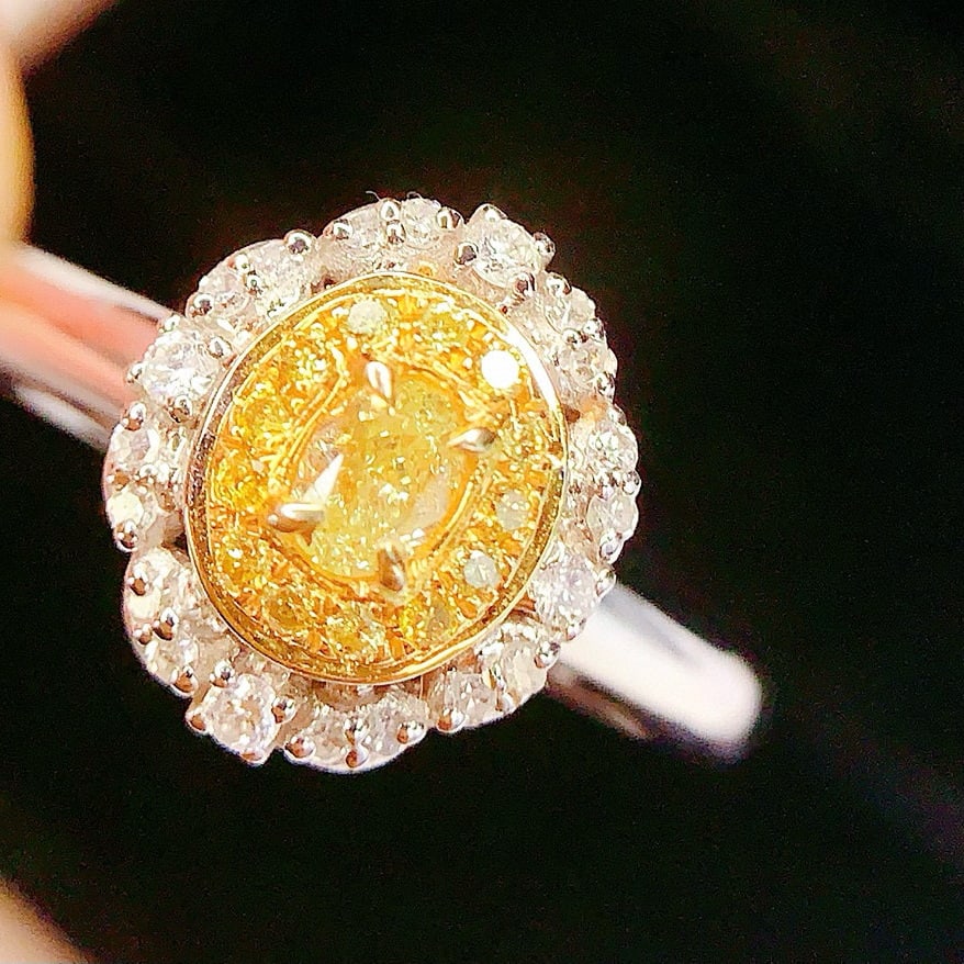 14k Gold 0.26 Ct Natural Yellow Diamond & Diamond Ring/pendant( Without Chain ) - 3