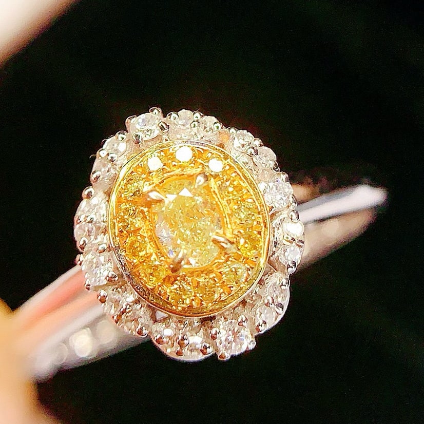 14k Gold 0.26 Ct Natural Yellow Diamond & Diamond Ring/pendant( Without Chain ) - 4