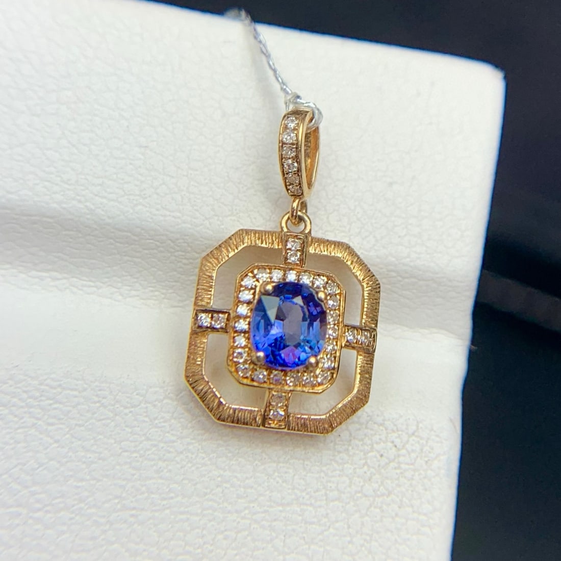 14k Gold 0.6 Ct Natural Sapphire & Diamond Pendant( Without Chain ) - 6