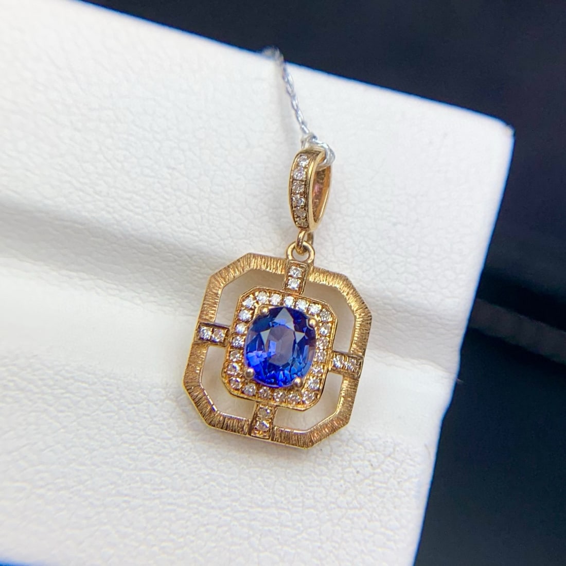 14k Gold 0.6 Ct Natural Sapphire & Diamond Pendant( Without Chain ) - 8