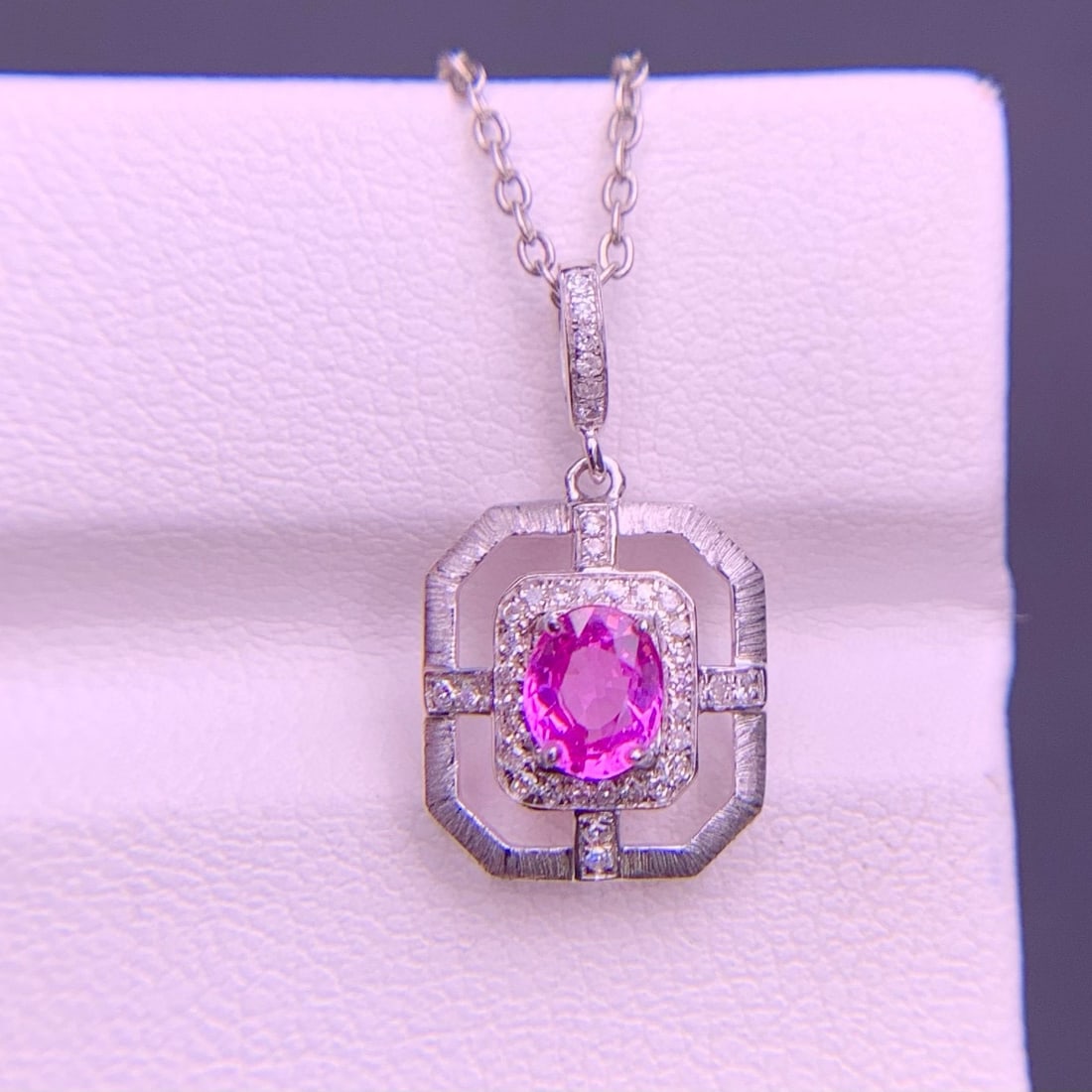 14k Gold 0.58 Ct Natural Sapphire & Diamond Pendant( Without Chain ) - 2