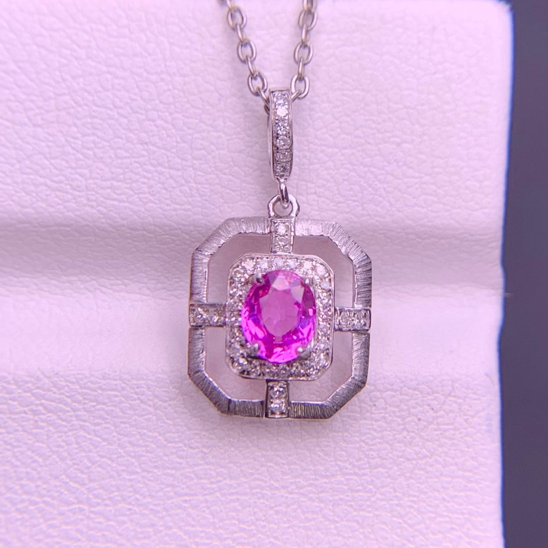 14k Gold 0.58 Ct Natural Sapphire & Diamond Pendant( Without Chain ) - 4