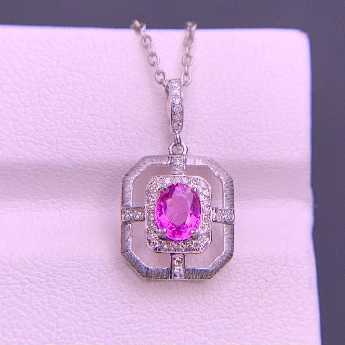 14k Gold 0.58 Ct Natural Sapphire & Diamond Pendant( Without Chain ) - 7