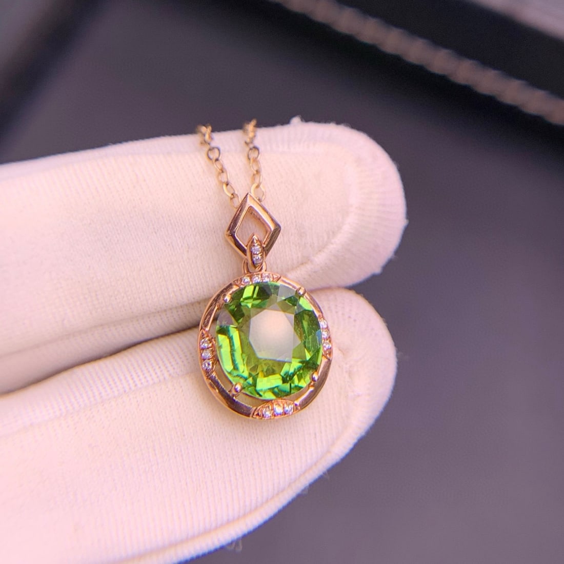 14k Gold 2.6 Ct Natural Tourmaline & Diamond Pendant( Without Chain ) - 5