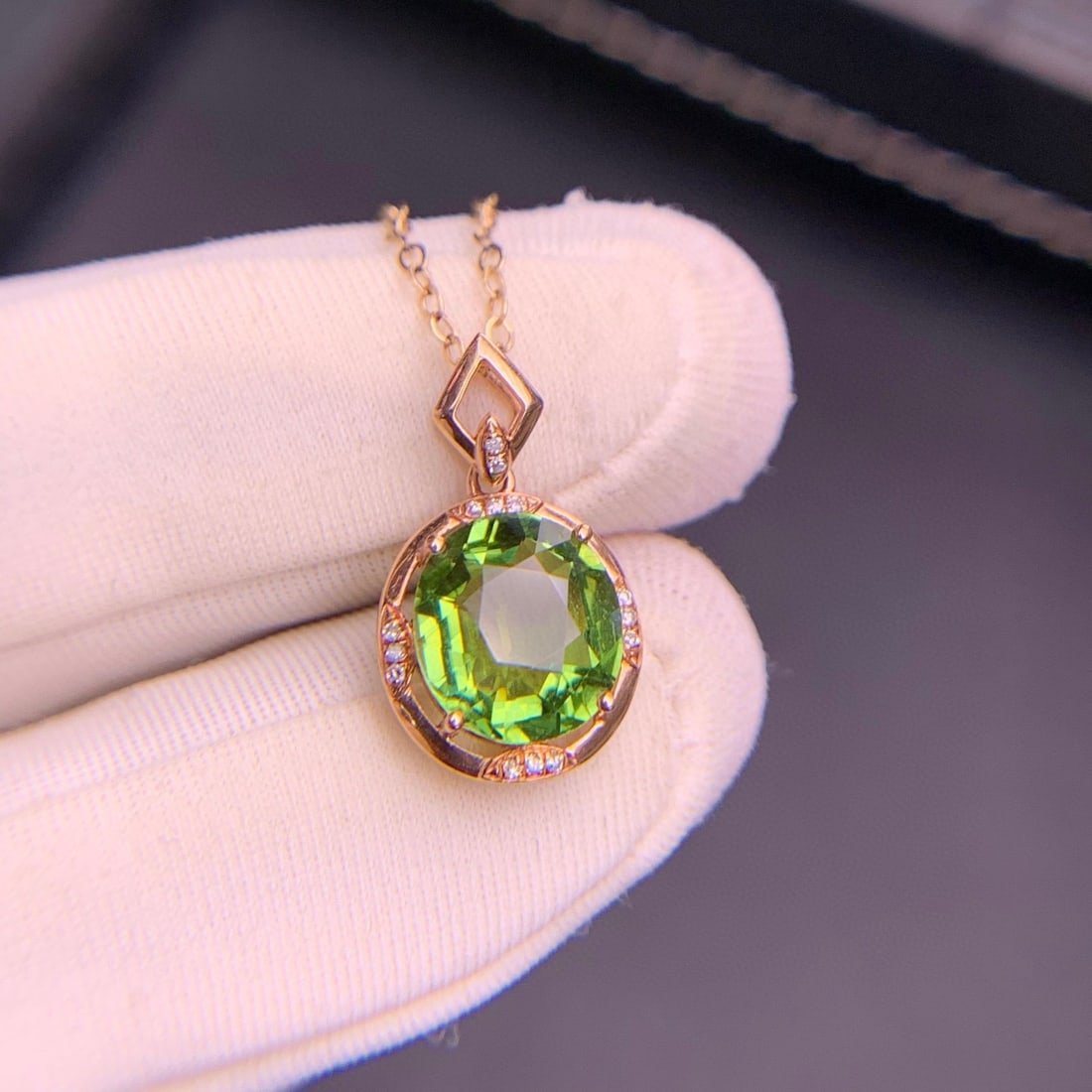 14k Gold 2.6 Ct Natural Tourmaline & Diamond Pendant( Without Chain ) - 8