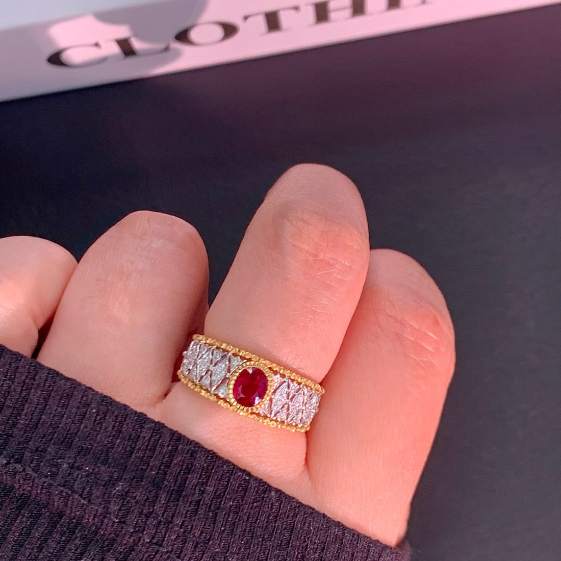 14k Gold 1.04 Ctw Natural Ruby & Diamond Ring - 5